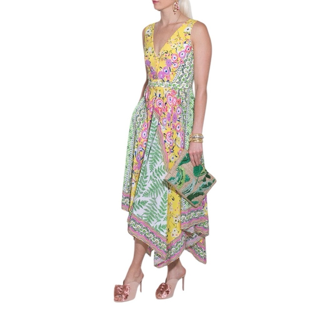 SALONI Zuri Silk Dress Handkerchief Hem Size US6/UK10